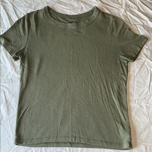Aerie Green Ribbed Tee SZ S